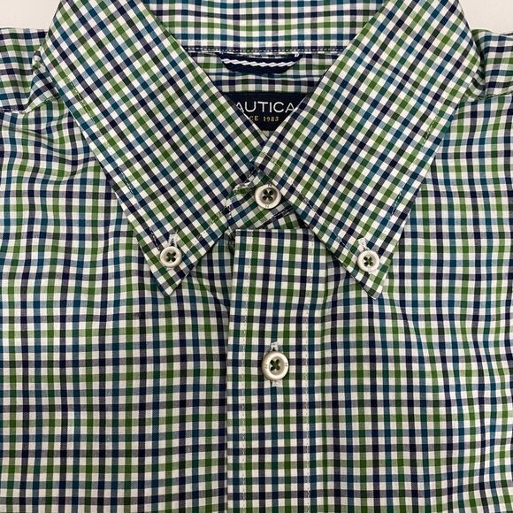 NAUTICA Wrinkle Resistant plaid mens long sleeve shirt - Picture 1 of 6